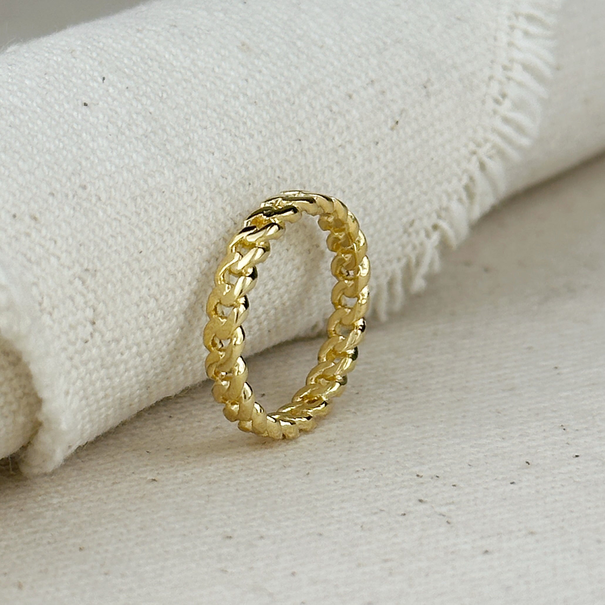 Mondsee 18k Gold Filled 2.5mm Cuban Chain Ring | 18k Gold Filled Jewelry