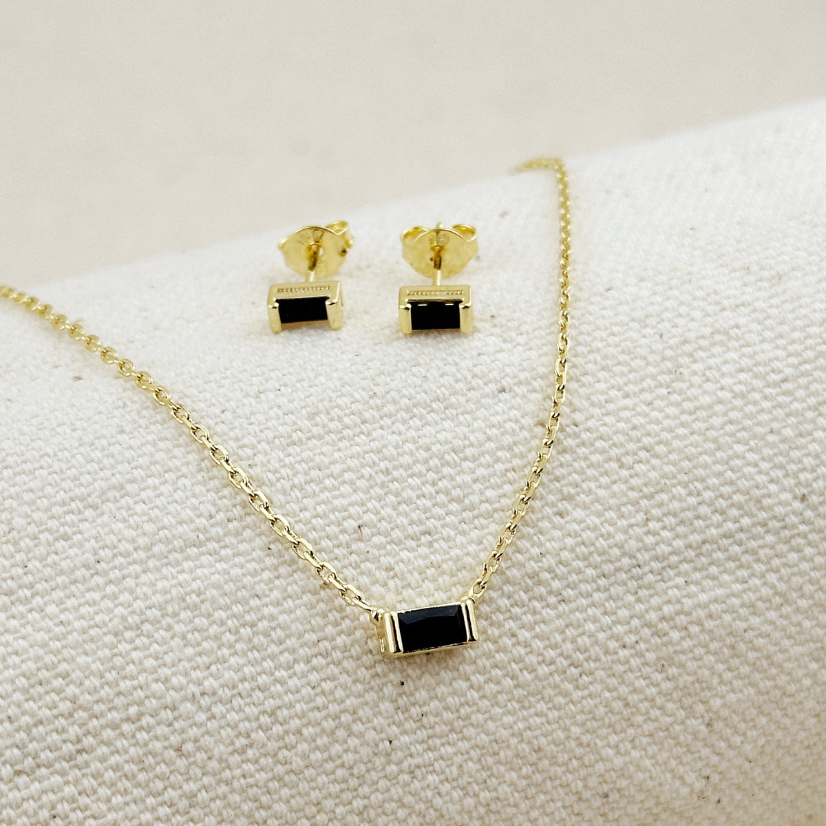 18k Gold Filled Celebration Birthstone Sets – Special Black Onyx CZ