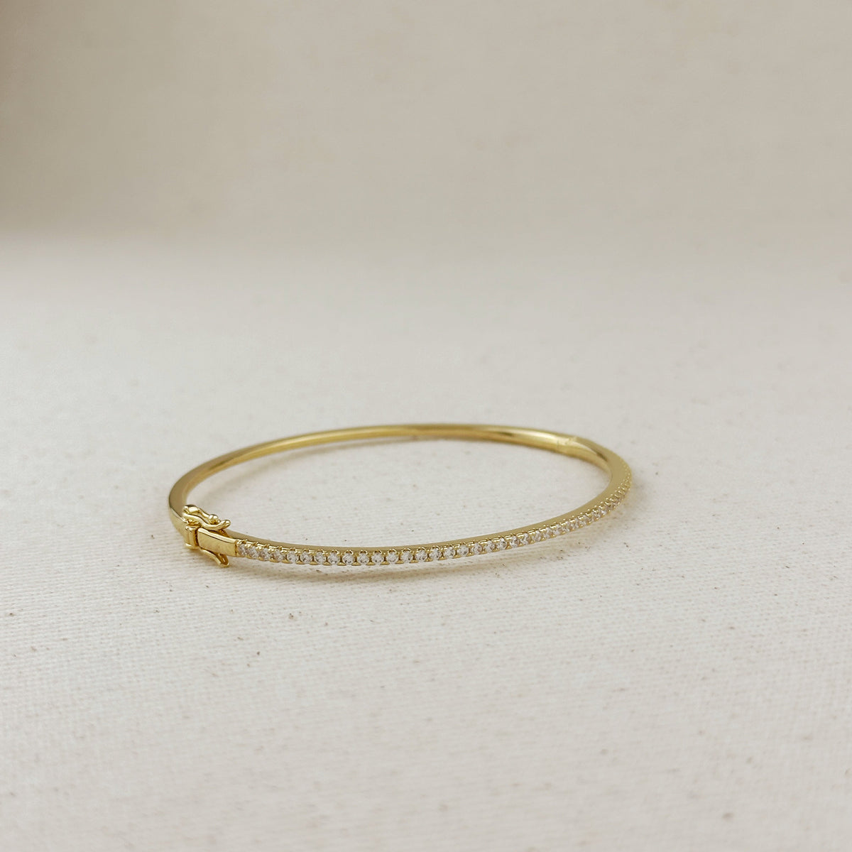 18k Gold Filled Thin Line CZ Bangle Bracelet – Gold