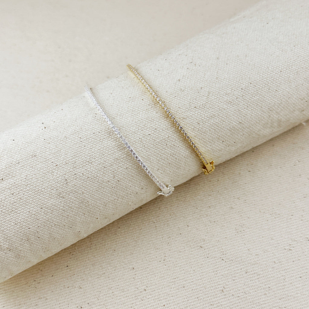 18k Gold Filled Thin Line CZ Bangle Bracelet
