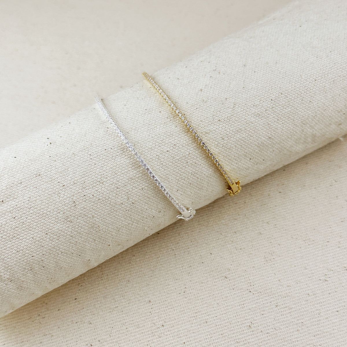 18k Gold Filled Thin Line CZ Bangle Bracelet