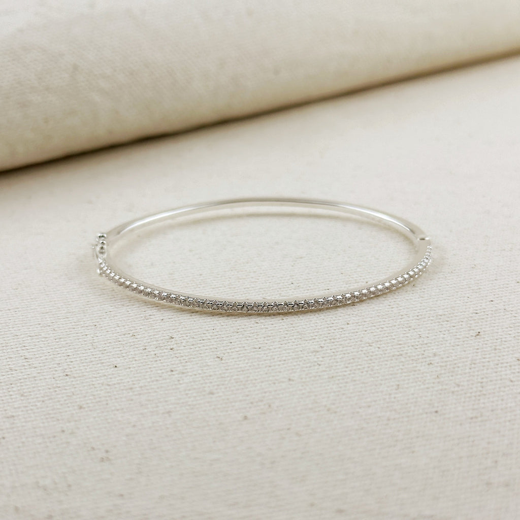 18k Gold Filled Thin Line CZ Bangle Bracelet