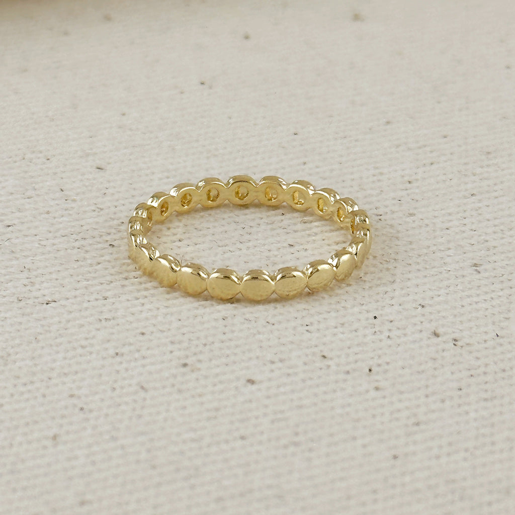 Mondsee 18k Gold Filled Flat Beaded Band Ring | 18k Gold Filled Jewelry