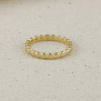 Mondsee 18k Gold Filled Flat Beaded Band Ring | 18k Gold Filled Jewelry