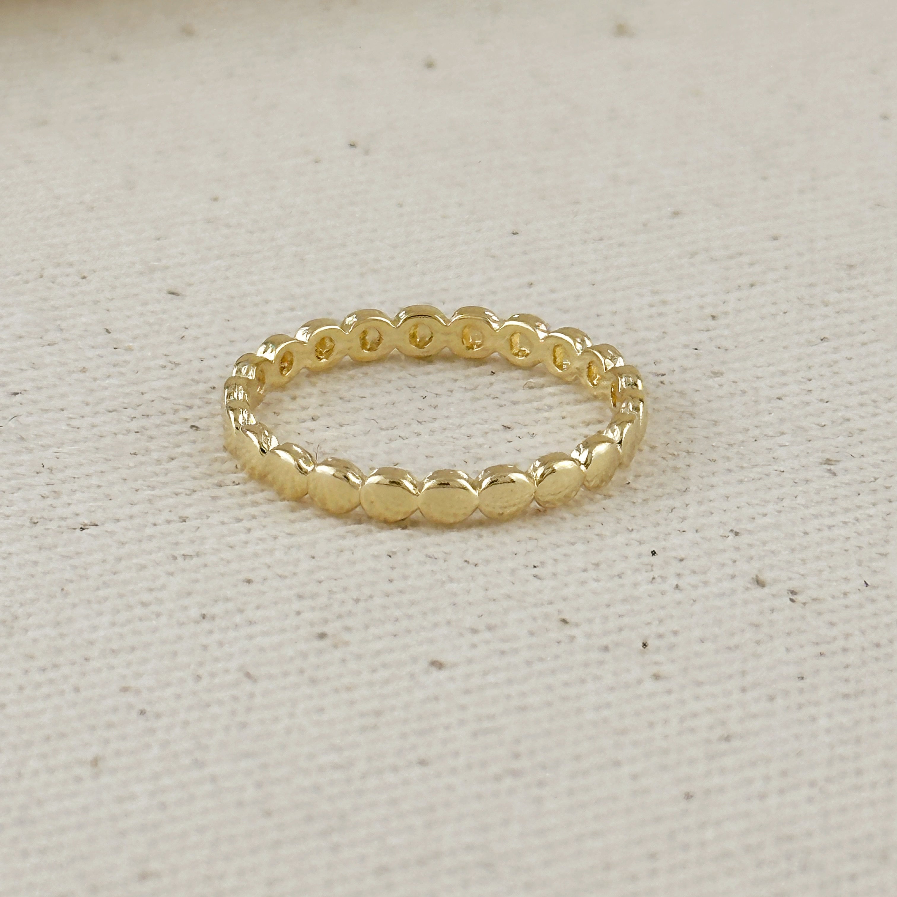 Mondsee 18k Gold Filled Flat Beaded Band Ring | 18k Gold Filled Jewelry