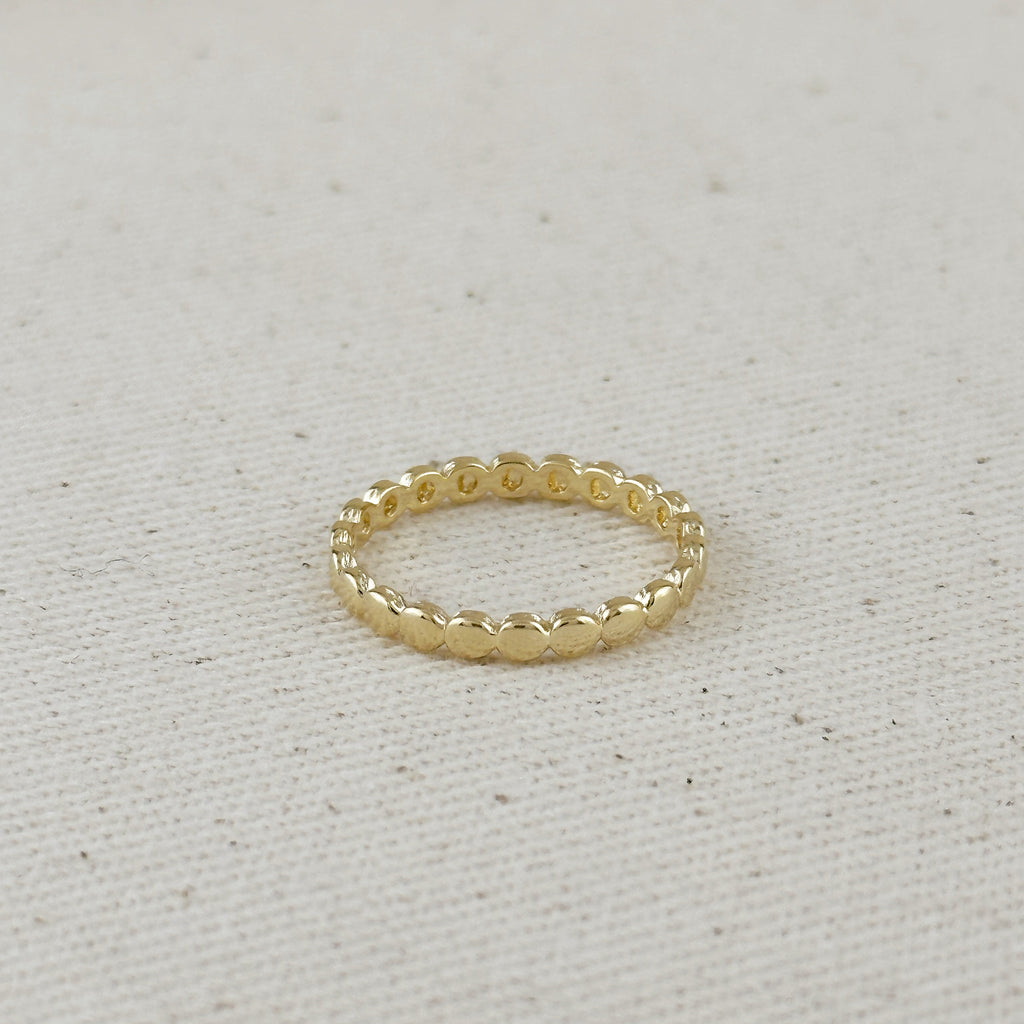 Mondsee 18k Gold Filled Flat Beaded Band Ring | 18k Gold Filled Jewelry