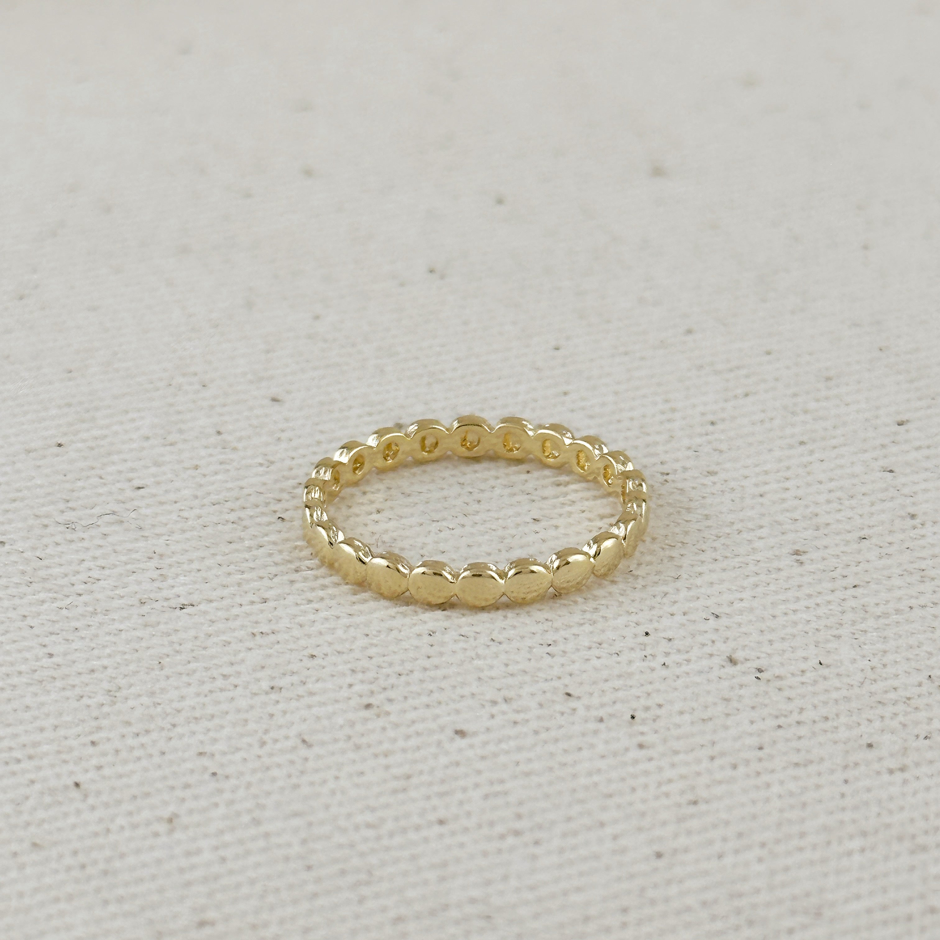 Mondsee 18k Gold Filled Flat Beaded Band Ring | 18k Gold Filled Jewelry