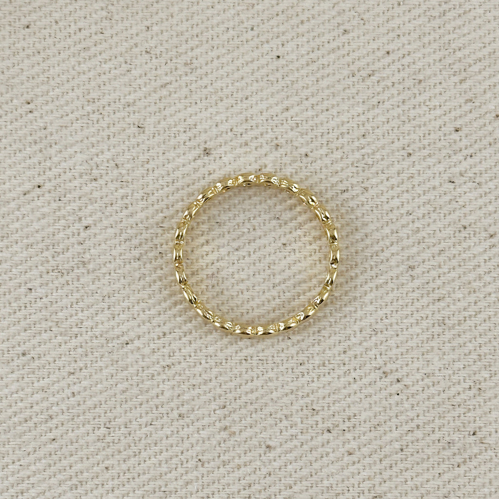 Mondsee 18k Gold Filled Flat Beaded Band Ring | 18k Gold Filled Jewelry