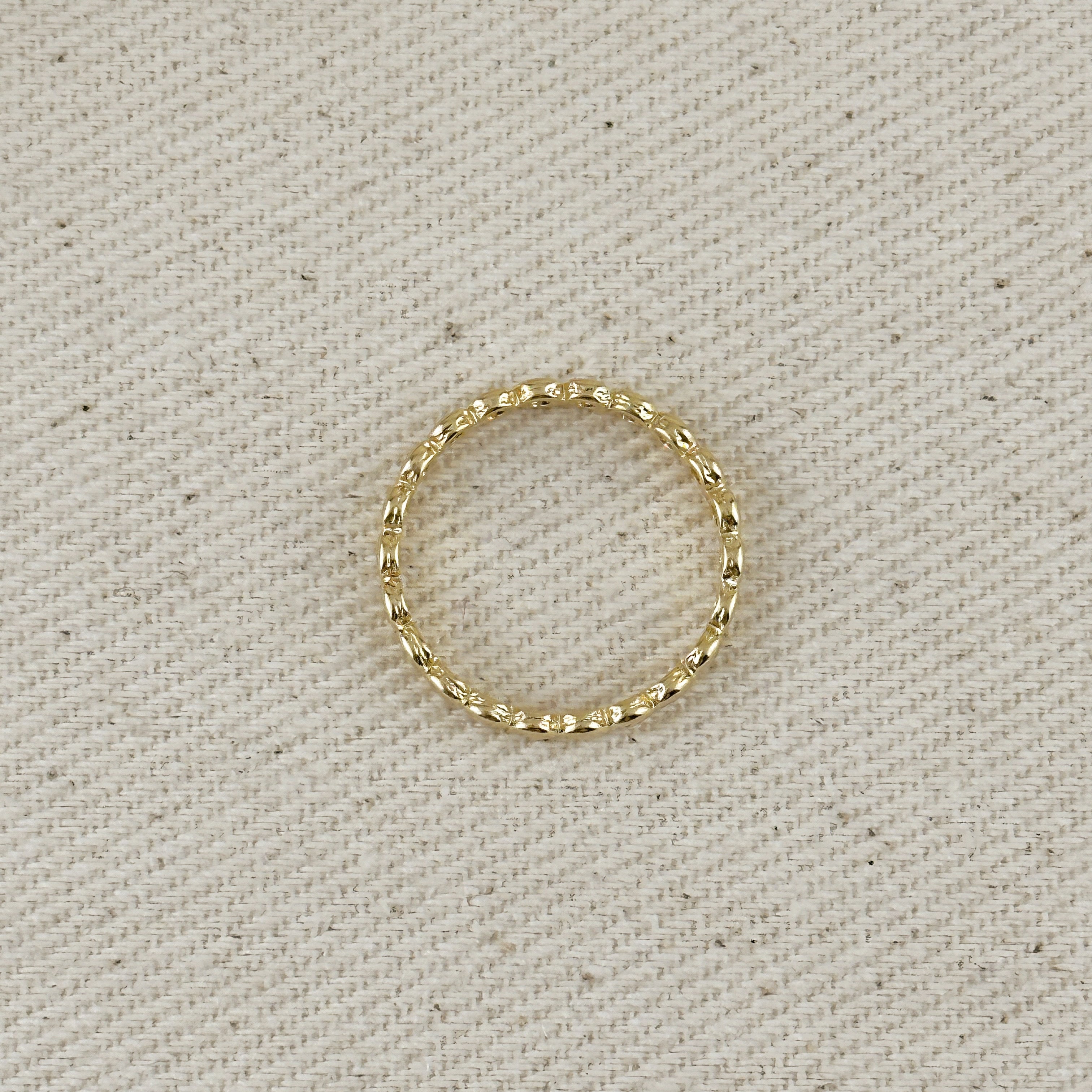 Mondsee 18k Gold Filled Flat Beaded Band Ring | 18k Gold Filled Jewelry