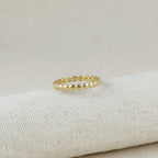 Mondsee 18k Gold Filled Flat Beaded Band Ring | 18k Gold Filled Jewelry