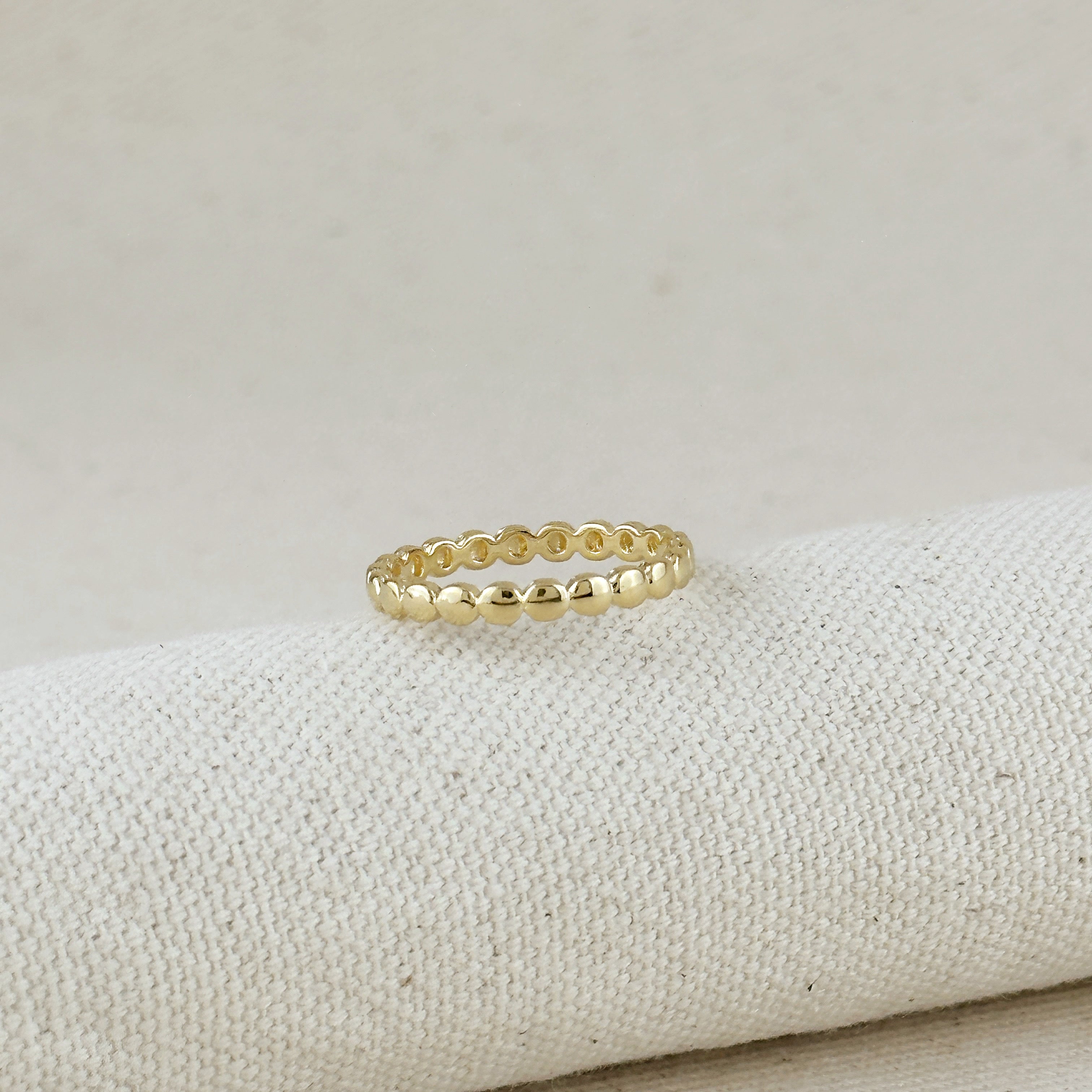 Mondsee 18k Gold Filled Flat Beaded Band Ring | 18k Gold Filled Jewelry