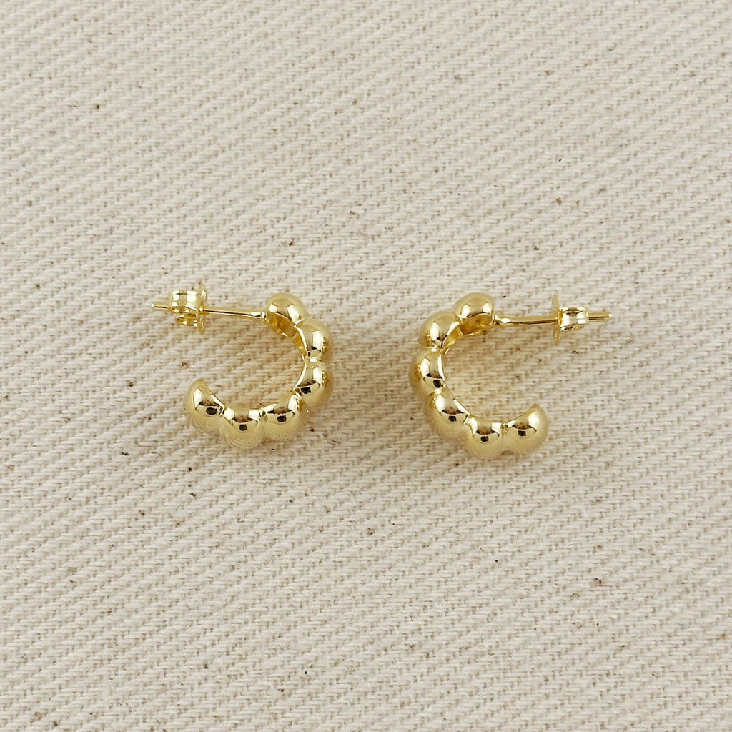 18k Gold Filled Scalloped C-Hoop Earrings