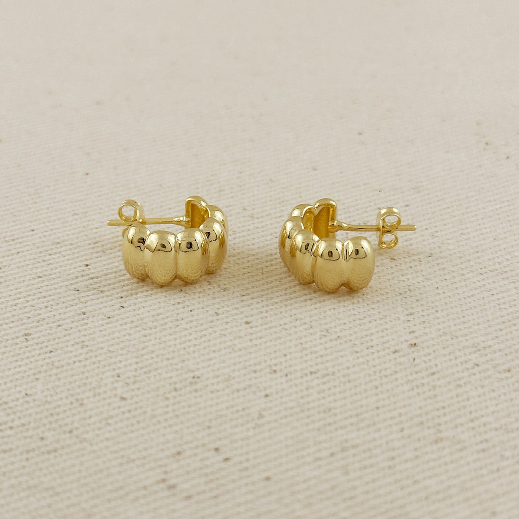 18k Gold Filled Scalloped C-Hoop Earrings