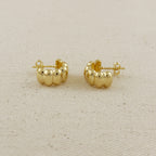 18k Gold Filled Scalloped C-Hoop Earrings