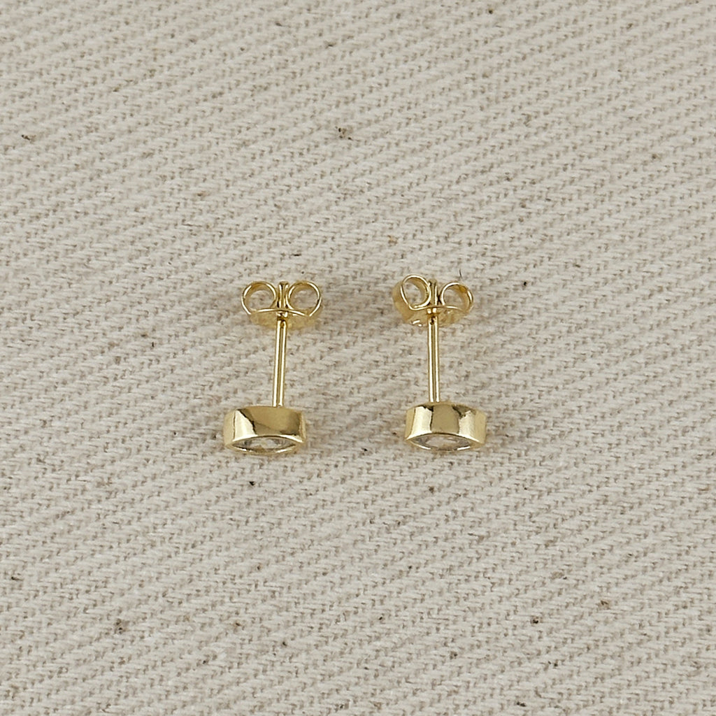 18k Gold Filled Mini CZ Elipse Stud Earrings