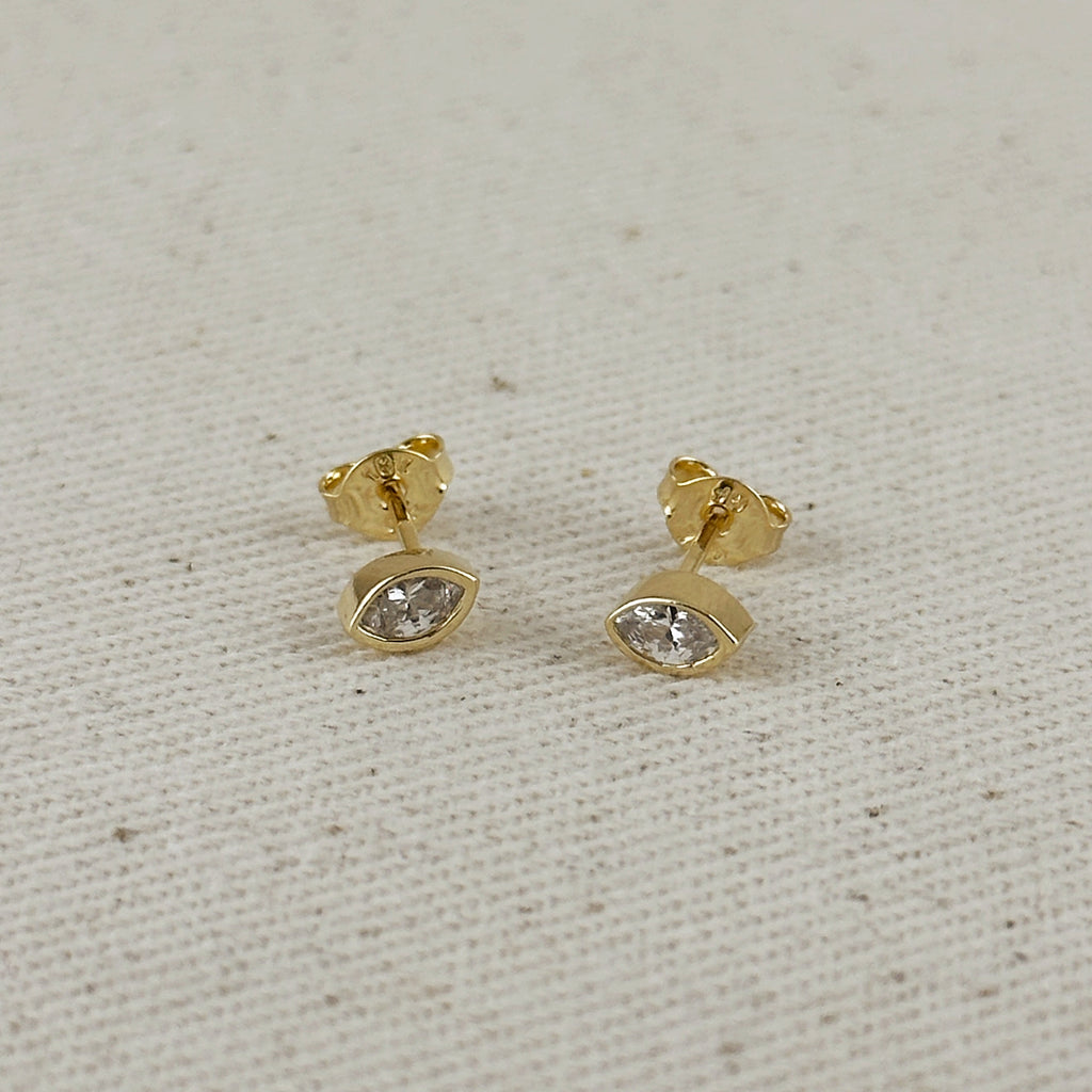 18k Gold Filled Mini CZ Elipse Stud Earrings