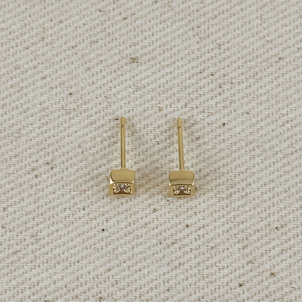18k Gold Filled Mini CZ Square Stud Earrings