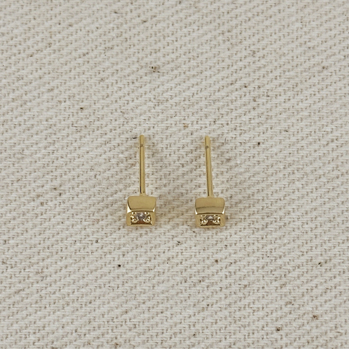 18k Gold Filled Mini CZ Square Stud Earrings