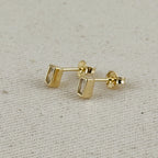 18k Gold Filled Mini Bezel Baguette Stud Earrings