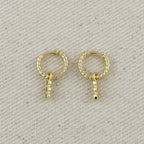 18k Gold Filled Mini Twisted Hoop Earrings With CZ Charm