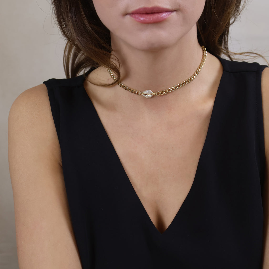 Mondsee 18k Gold Filled Cowrie CZ Choker | 18k Gold Filled Jewelry