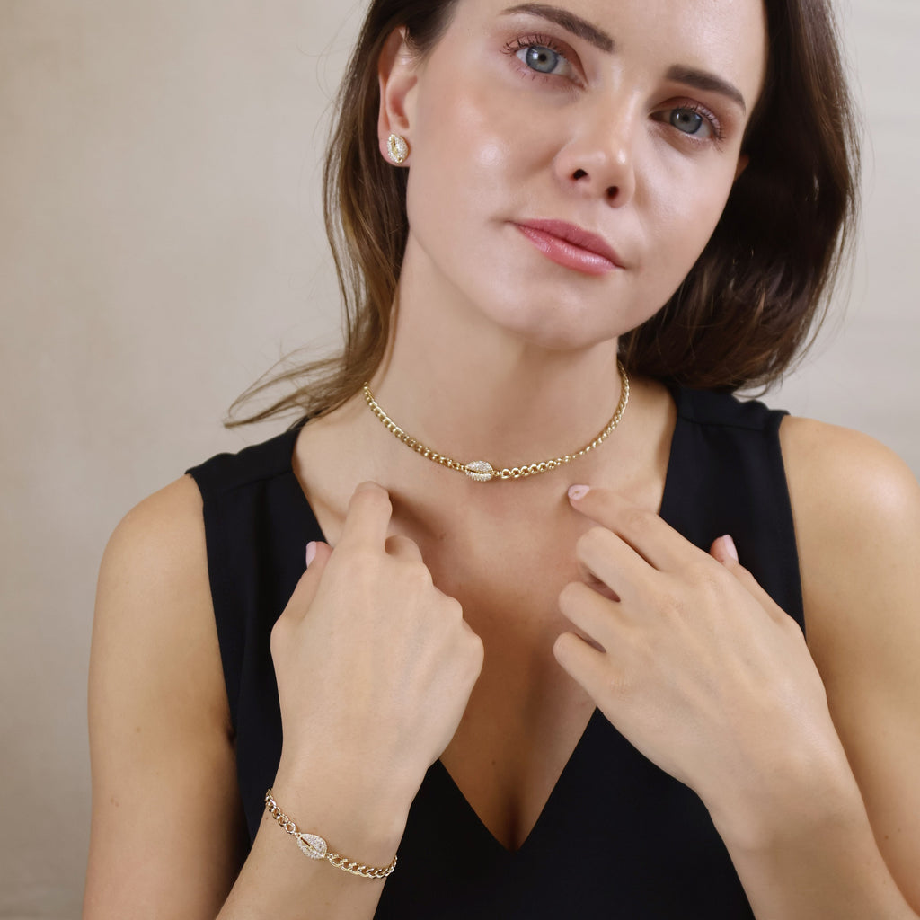 Mondsee 18k Gold Filled Cowrie CZ Choker | 18k Gold Filled Jewelry