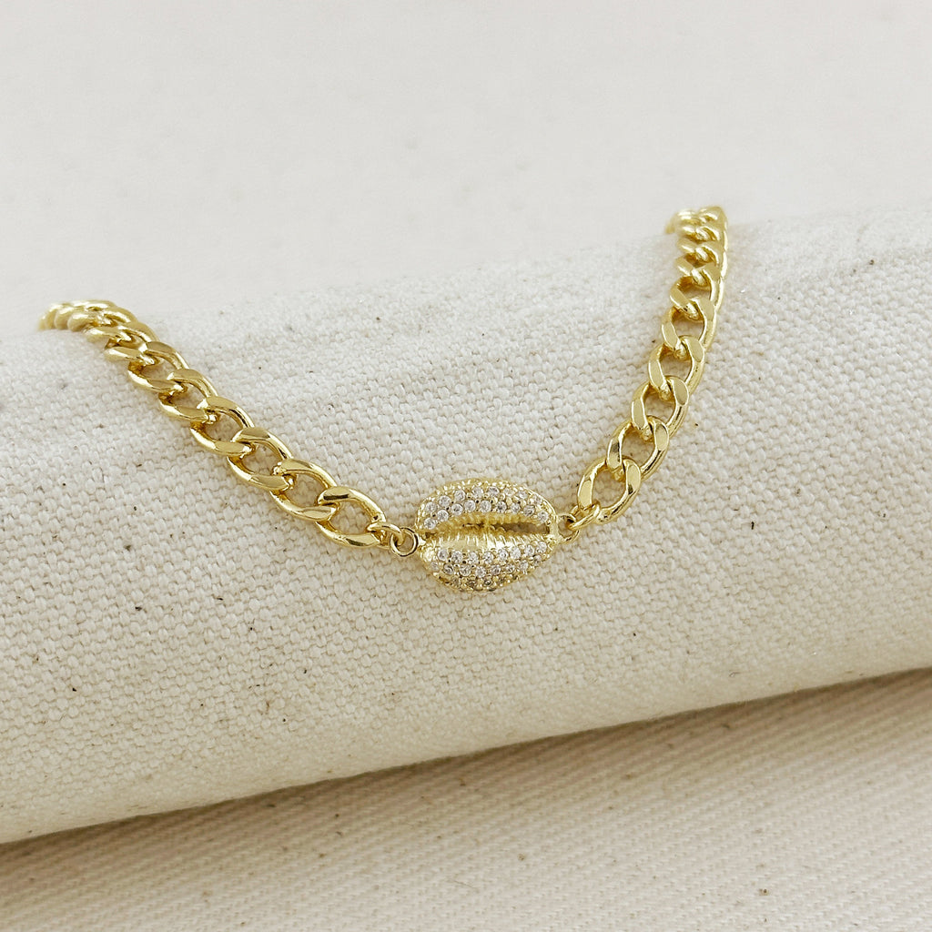 Mondsee 18k Gold Filled Cowrie CZ Choker | 18k Gold Filled Jewelry