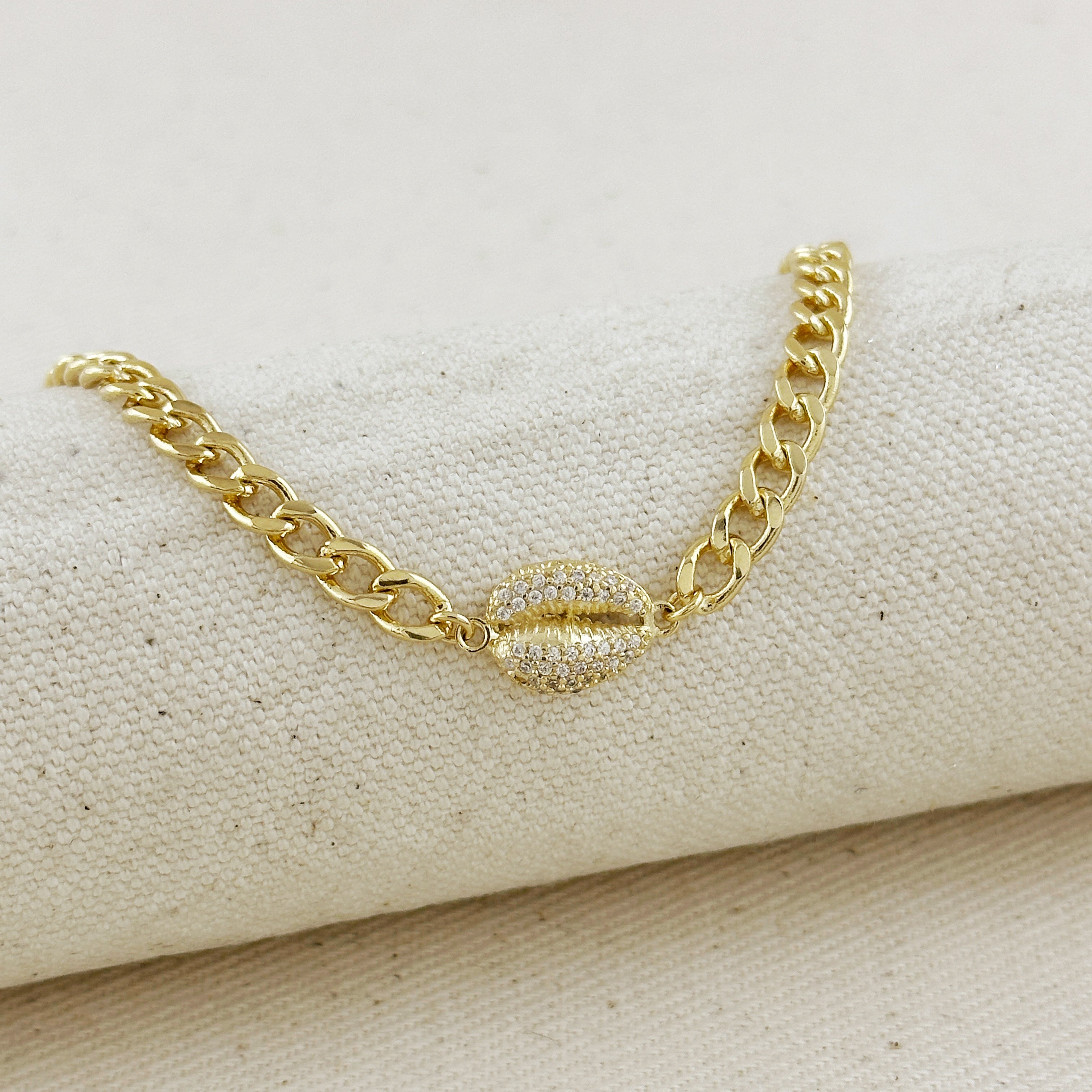 Mondsee 18k Gold Filled Cowrie CZ Choker | 18k Gold Filled Jewelry