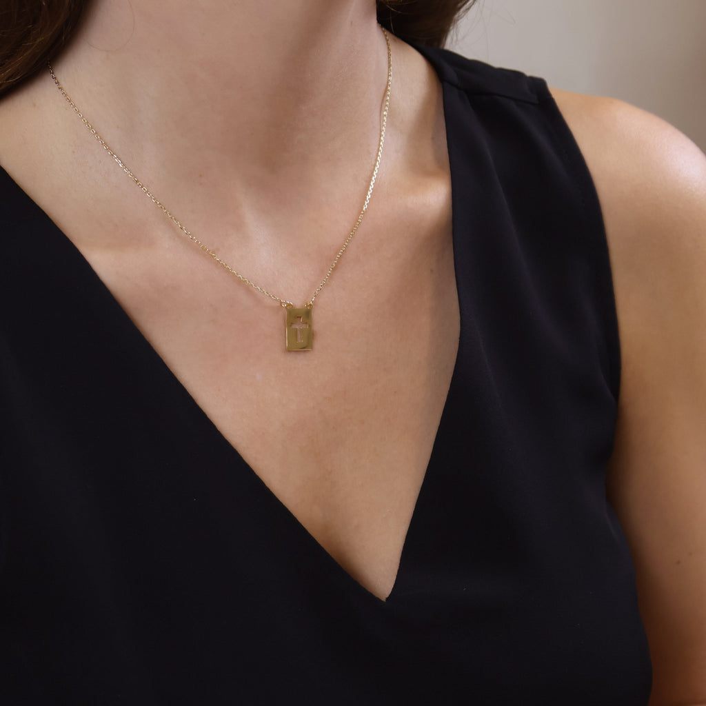 Mondsee 18k Gold Filled Cross Plate Necklace | 18k Gold Filled Jewelry