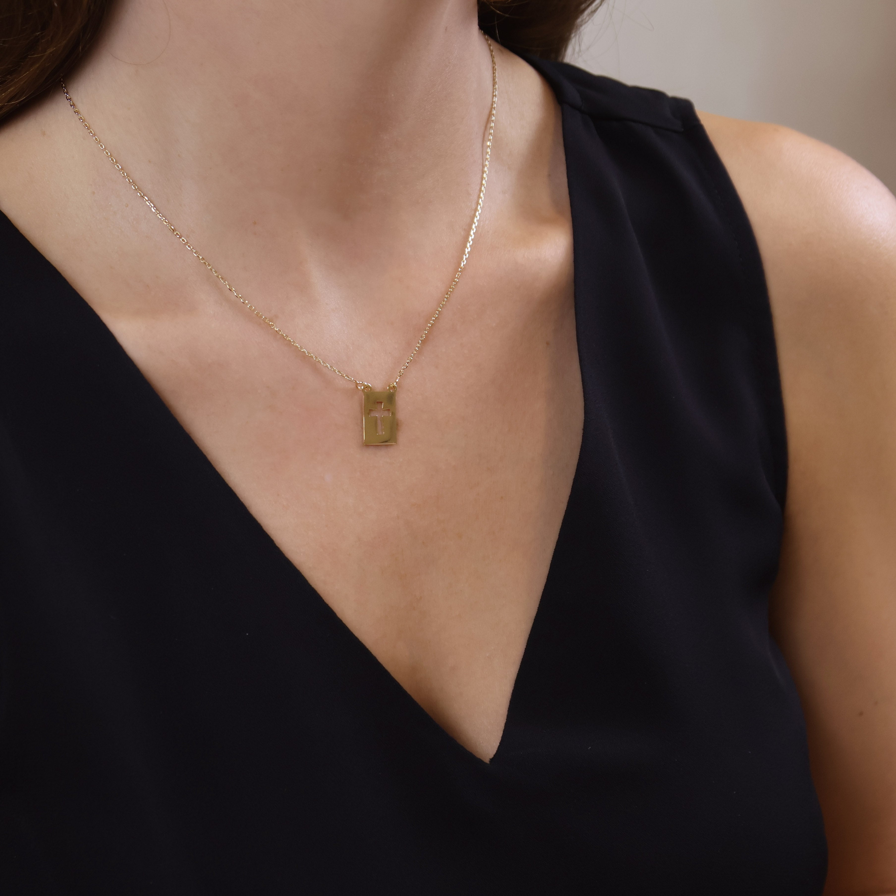 Mondsee 18k Gold Filled Cross Plate Necklace | 18k Gold Filled Jewelry