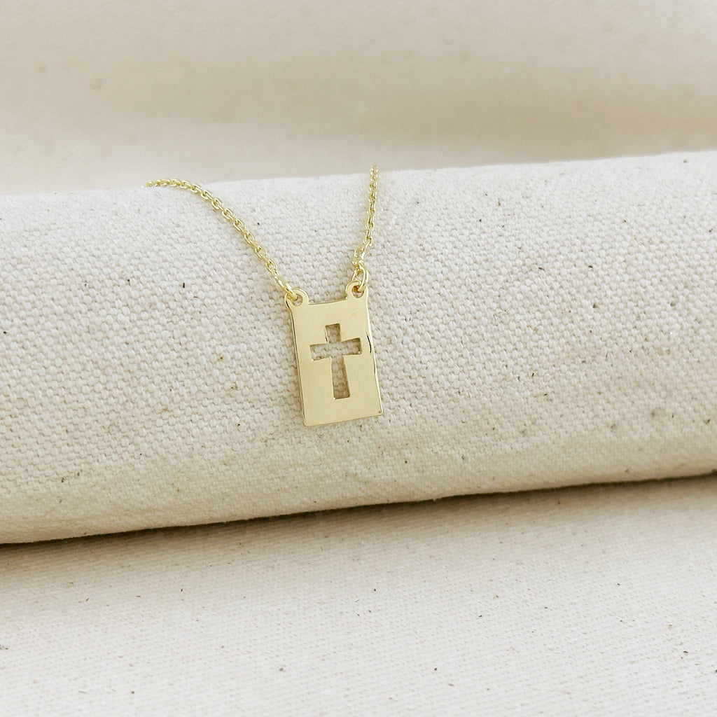 Mondsee 18k Gold Filled Cross Plate Necklace | 18k Gold Filled Jewelry