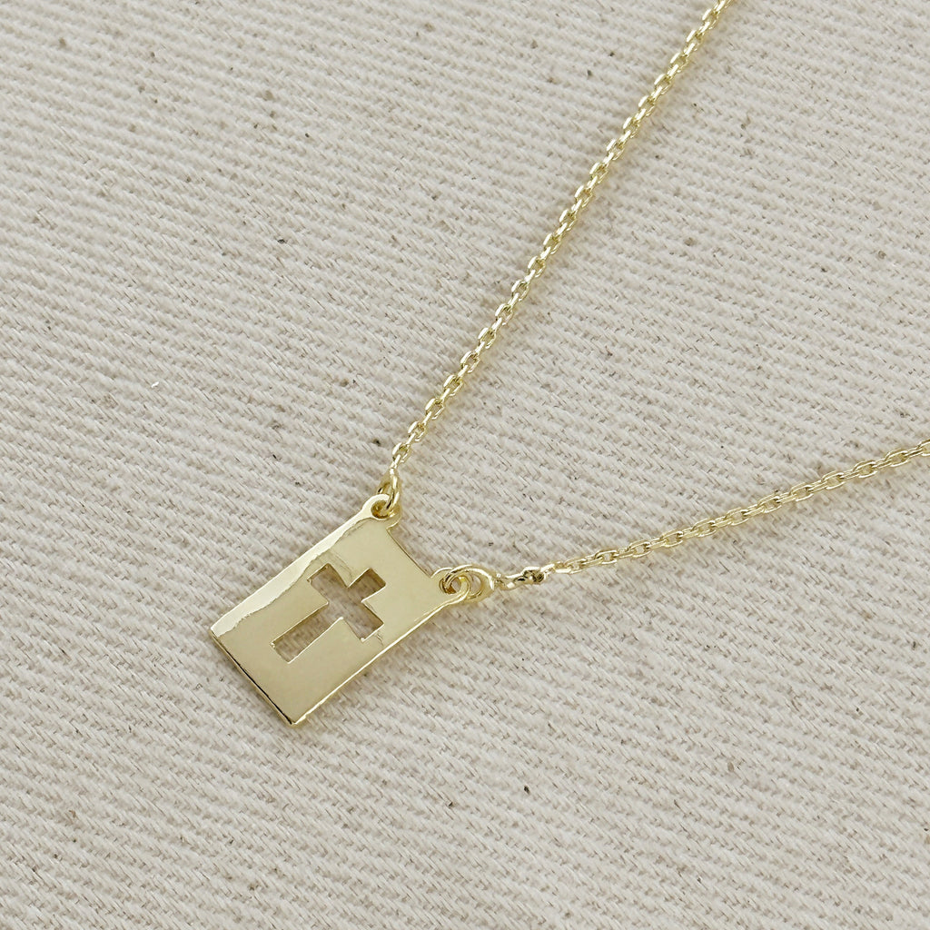Mondsee 18k Gold Filled Cross Plate Necklace | 18k Gold Filled Jewelry