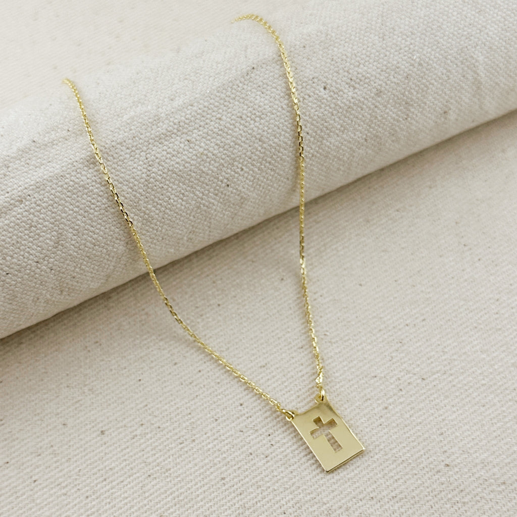 Mondsee 18k Gold Filled Cross Plate Necklace | 18k Gold Filled Jewelry
