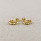 18k Gold Filled Petite Pearl C-Hoop Earrings