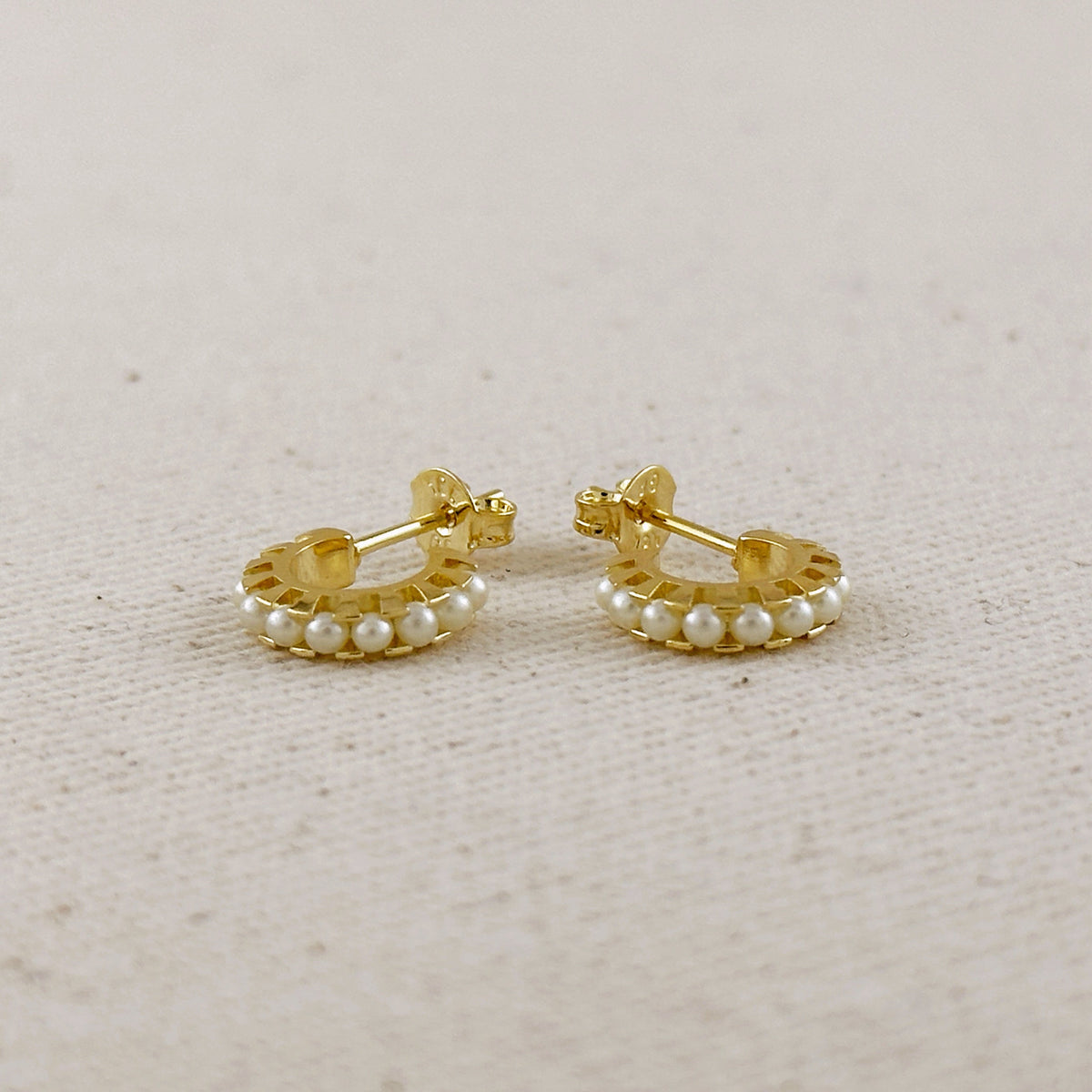 18k Gold Filled Petite Pearl C-Hoop Earrings