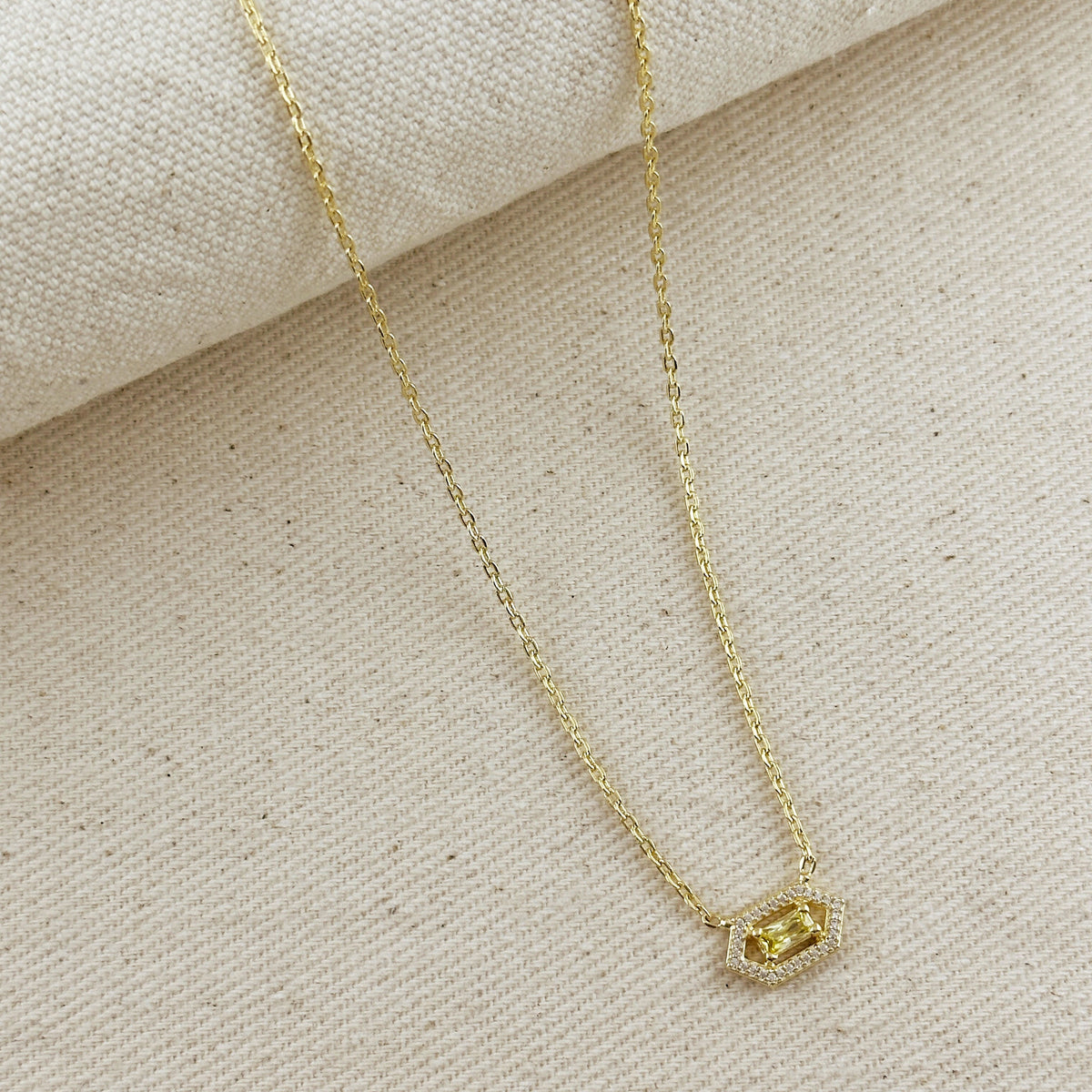 18k Gold Filled Fancy Birthstone Baguette Necklace – November