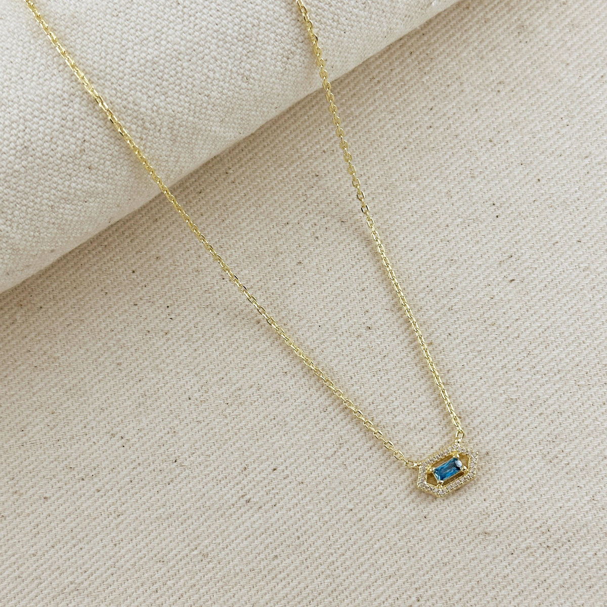 18k Gold Filled Fancy Birthstone Baguette Necklace – December