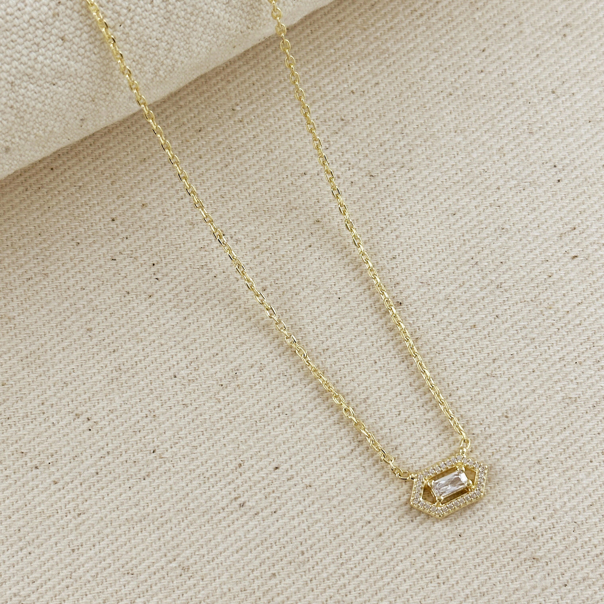 18k Gold Filled Fancy Birthstone Baguette Necklace – April