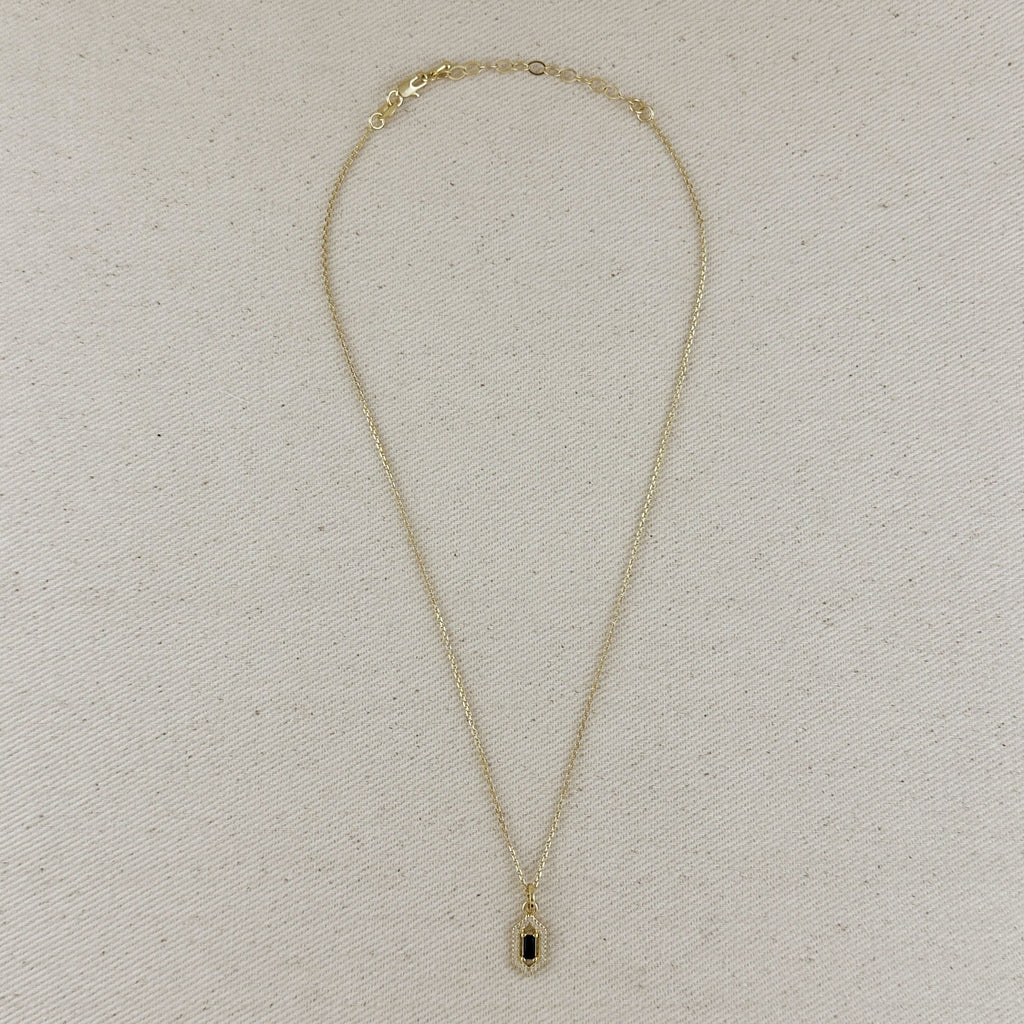 18k Gold Filled Fancy Baguette Pendant Necklace