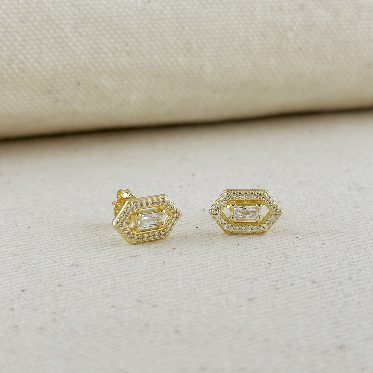 18k Gold Filled Fancy Birthstone Baguette Earrings – April