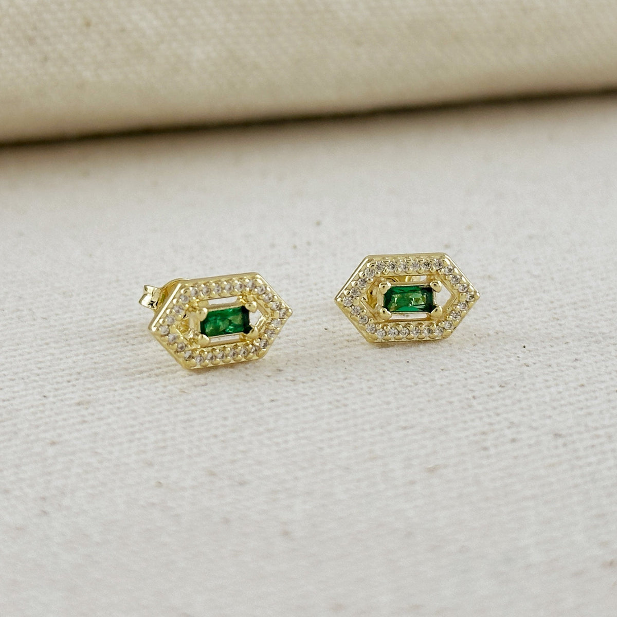 18k Gold Filled Fancy Birthstone Baguette Earrings – May