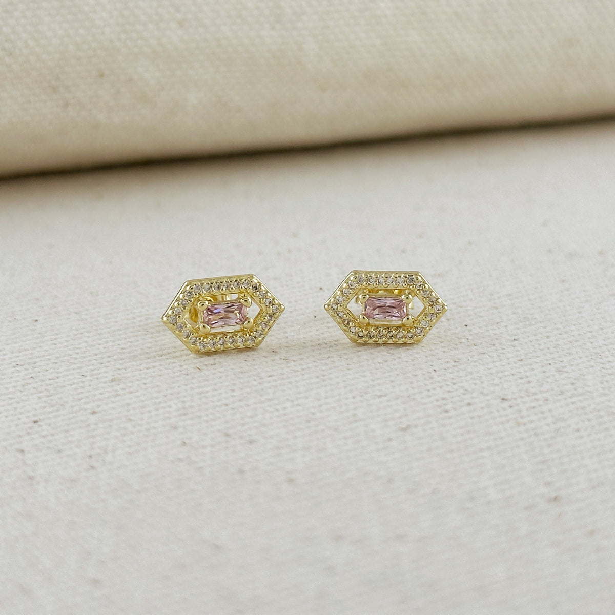 18k Gold Filled Fancy Birthstone Baguette Earrings – October