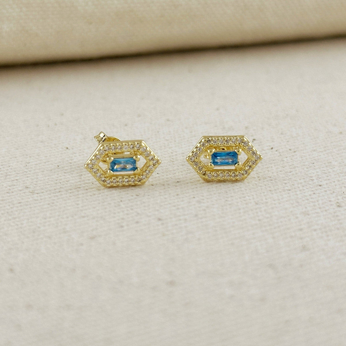 18k Gold Filled Fancy Birthstone Baguette Earrings – December
