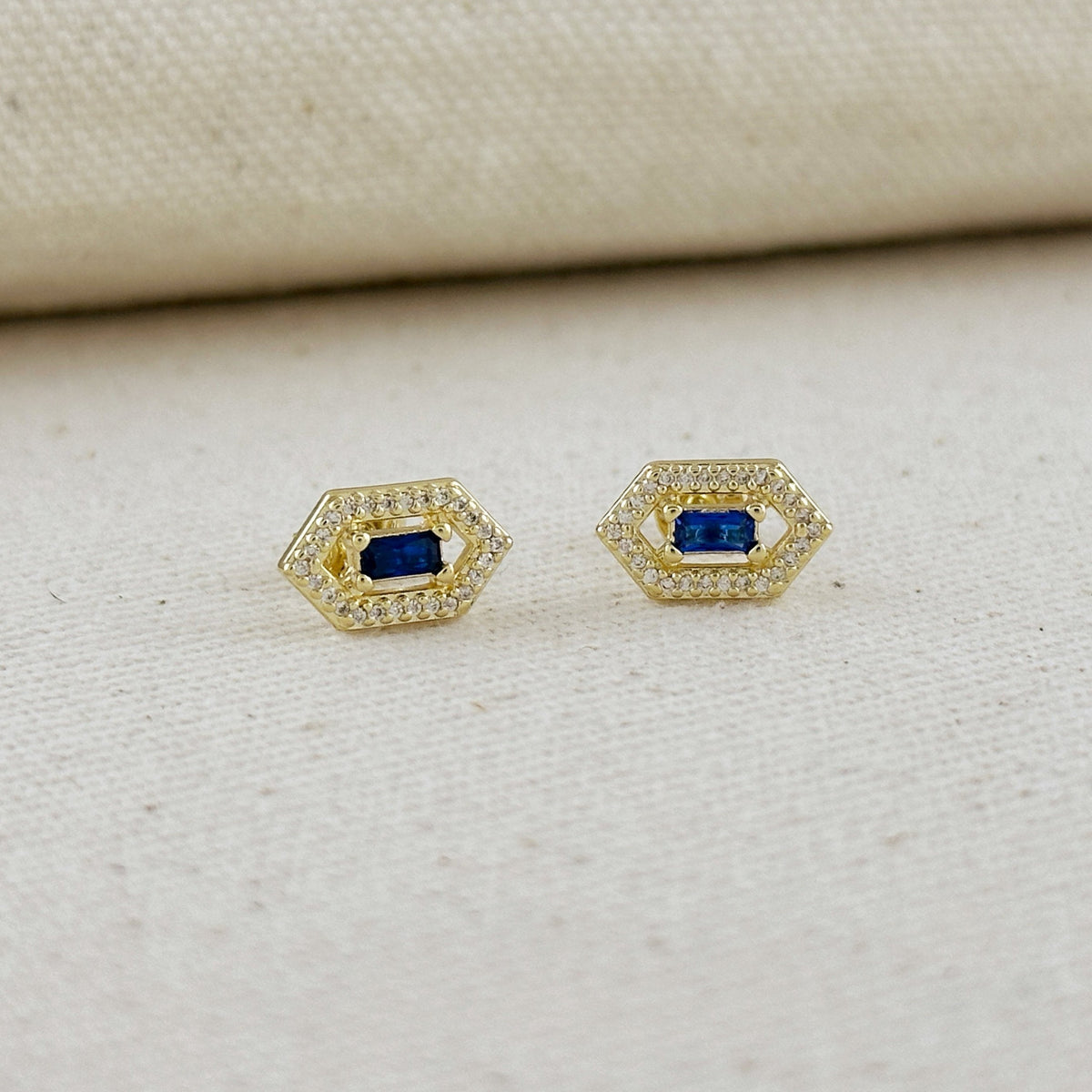 18k Gold Filled Fancy Birthstone Baguette Earrings – September