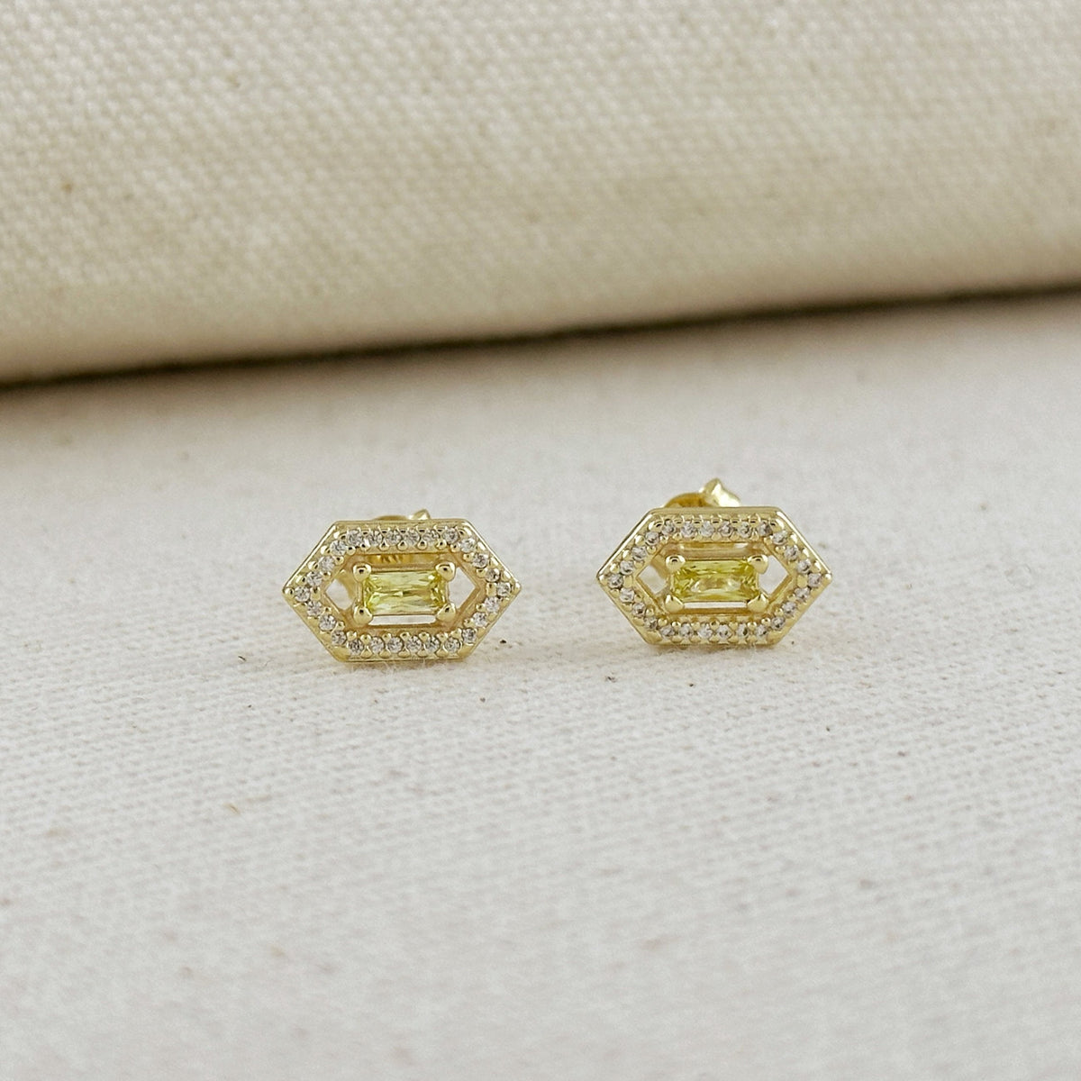18k Gold Filled Fancy Birthstone Baguette Earrings – November