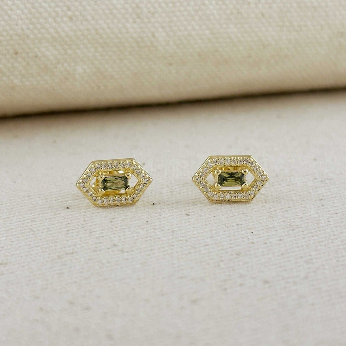 18k Gold Filled Fancy Birthstone Baguette Earrings – August