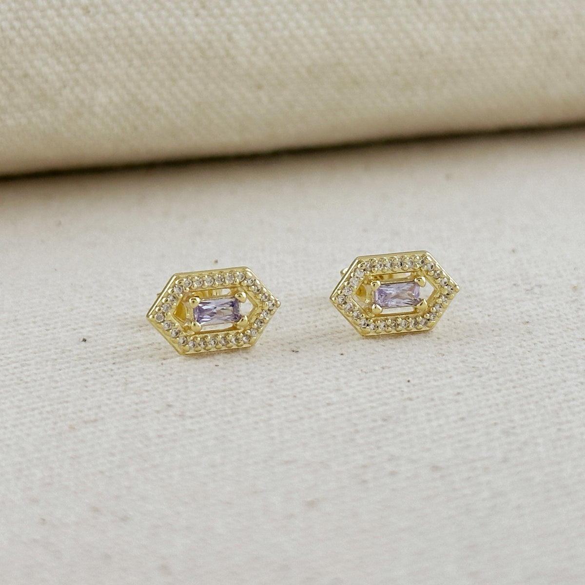 18k Gold Filled Fancy Birthstone Baguette Earrings – June