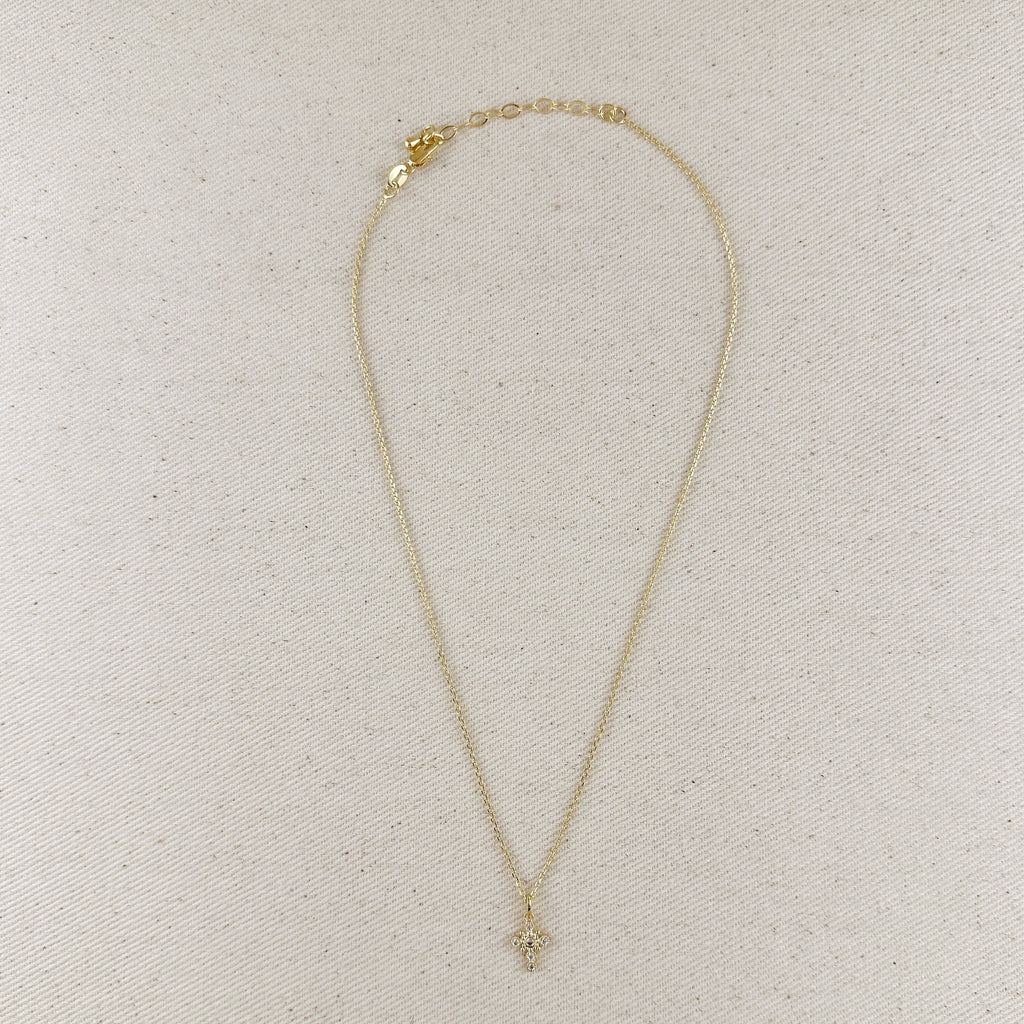 Mondsee 18k Gold Filled Bezel Cross CZ Necklace | 18k Gold Filled Jewelry