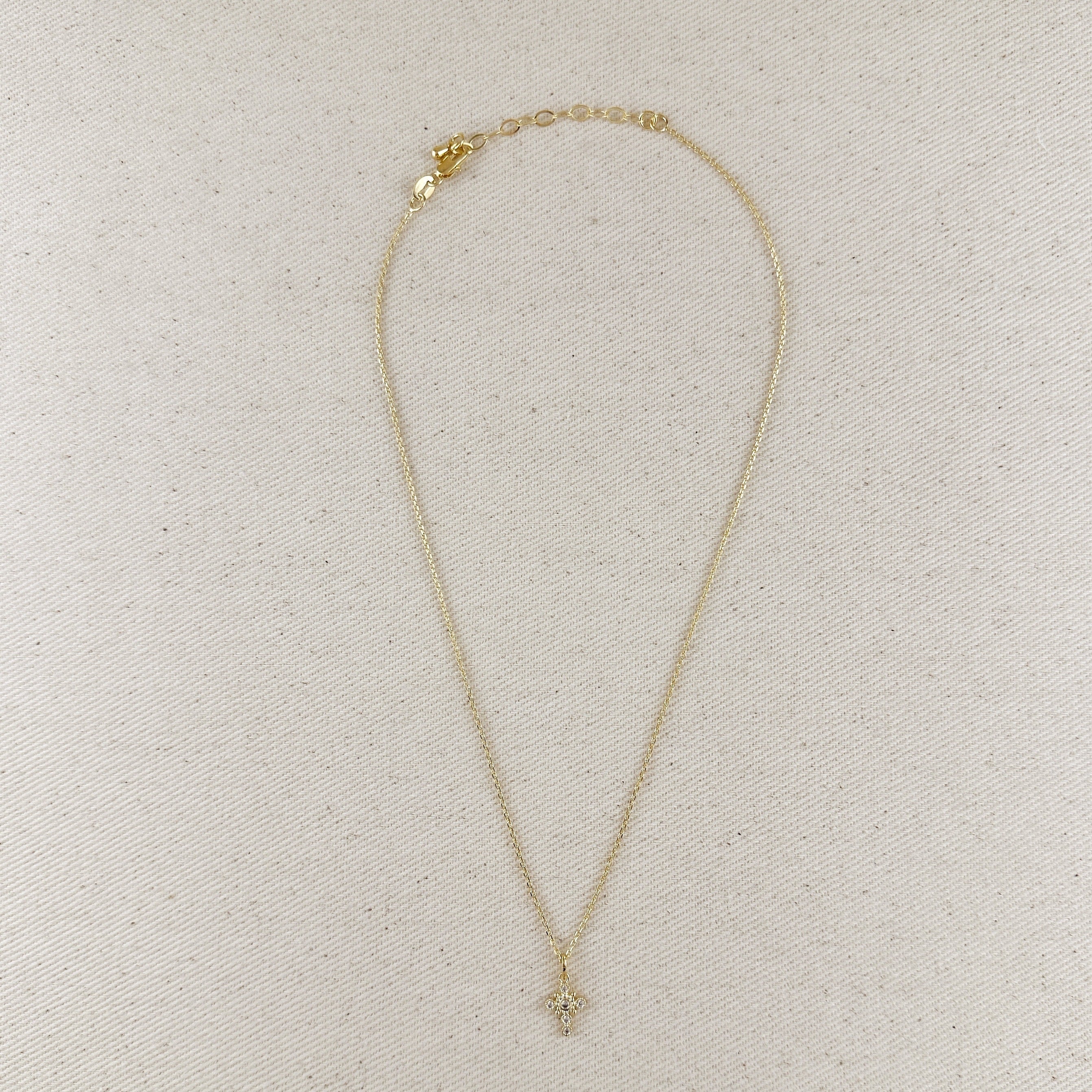Mondsee 18k Gold Filled Bezel Cross CZ Necklace | 18k Gold Filled Jewelry