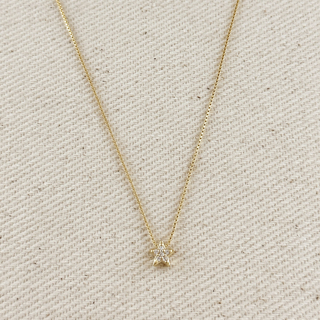 18k Gold Filled Mini CZ Star Necklace